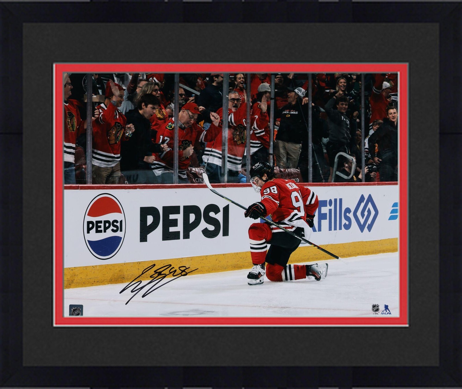 Connor Bedard Autographed Signed Chicago Blackhawks Framed 16x20 Celebration Photo 