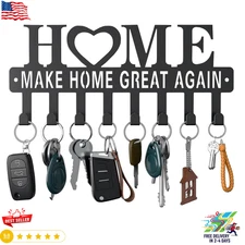 Metal Wall Key Holder 8 Hooks Rack Organizer Hanger for Entryway Kitchen Office