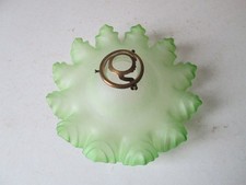 abat-jour ancien en pâte de verre vert lustre suspension