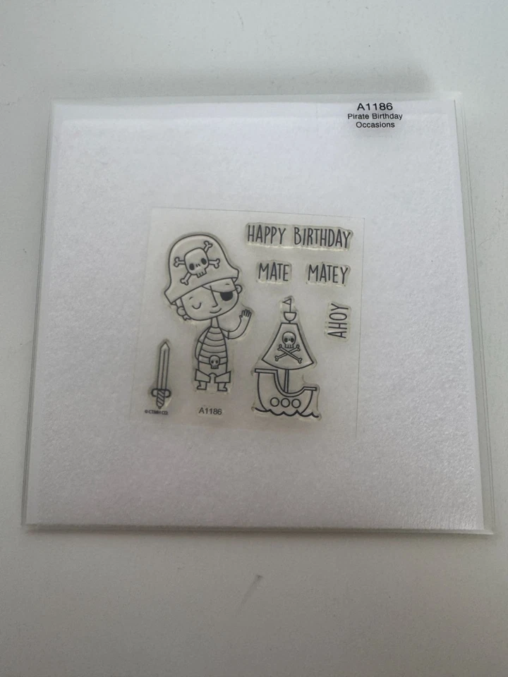 Conjunto de selos acrílicos CTMH My Acrylix A1186 cartão de aniversário pirata fazendo Ahoy Matey - Imagem 2 de 4