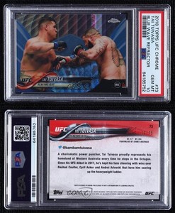 2018 Chrome UFC Blue Wave Refractor /75 Tai Tuivasa #73 PSA 10 GEM MT Rookie RC