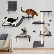 Cat Wall Climbing Frame 4 in 1 Tree House Bridge Shelf Scratching Beige
