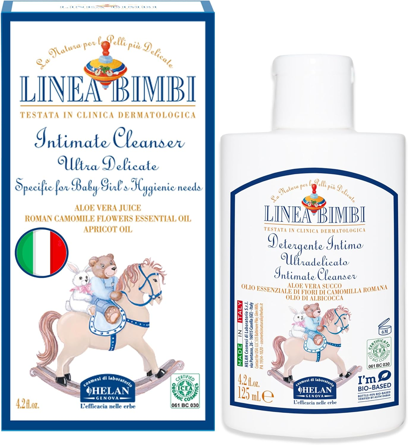 Helan, Linea Bimbi Bio - Intimate Wash for Girls with Aloe Vera, Apricot & Chamo