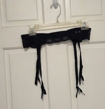 VTG Victoria's Secret Black Lace Garter Belt 1990s Lingerie 4 Strap Retro