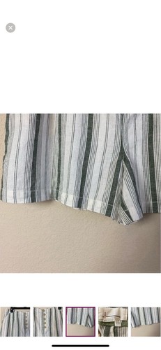 By Anthropologie Beachgoer gestreifte Leinenmischung Knopfleiste hoher Bund Shorts 12 - Bild 4 von 12