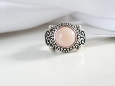 Artisan Sterling Silver 925 Peruvian Pink Opal Ring Size 8