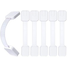 6-Pack Adhesive Baby proofing Strap Locks, Child Proof Cabinet 6 Pack, White