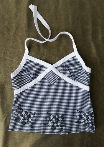 white gingham halter neck top 