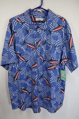 Magellan Shirt Mens Fish Classic Fit Short Sleeve 2XL Colorful Swordfish NEW