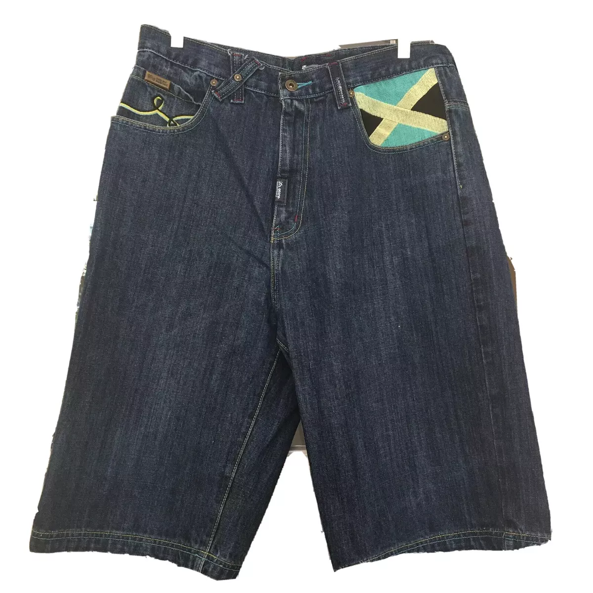 LR Geans By LRG Mens 32x14 Jean Shorts Embroidered Skater Hip Hop Jamaica