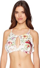 Carmen Marc Valvo Women's 183869 High Neck Ruffle Crop Top Swimwear Size S
