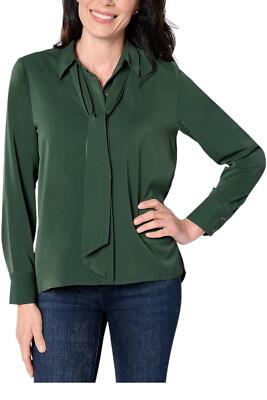 Studio Park x Shawn Killinger Women's Removeable Bow-Tie Shirt Green