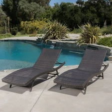 Eliana Outdoor Brown Wicker Adjustable Chaise Lounge Chair