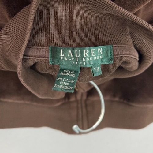 Ralph Lauren Tracksuit Set Womens Petite Medium Brown Velour Lounge Y2K LRL - Picture 10 of 24