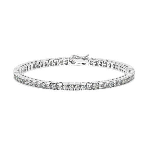 4.00 Cts Bar Set Round Brilliant Cut Diamonds Tennis Bracelet in 950 Platinum - Picture 3 of 4