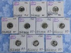 10 Proof Roosevelt Silver Dimes, 1956, 1957, 1958, 1959, 1962, 1963, 1964