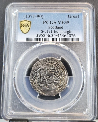 1371-90 SCOTLAND SILVER 1 GROAT ROBERT II NGC VF 35 RARE HIGH GRADE