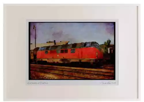 Trains 391023 Germany, GFR (DB) Diesel Cab Unit 221149 8, 1973 Aquarellbild