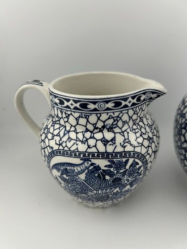 Adams Chinese Bird 623294 Blue & White Cream And Sugar Made In England - Picture 3 of 5