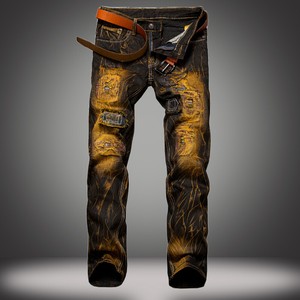 mens ripped patched jeans