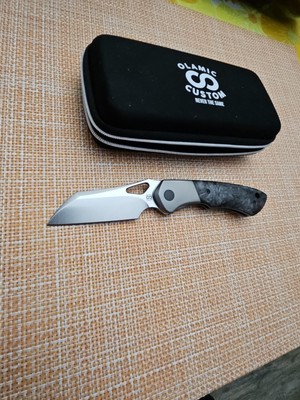 Olamic Cutlery Whippersnapper S90V Wharncliffe in satin. Dark Matter Scales NEW!