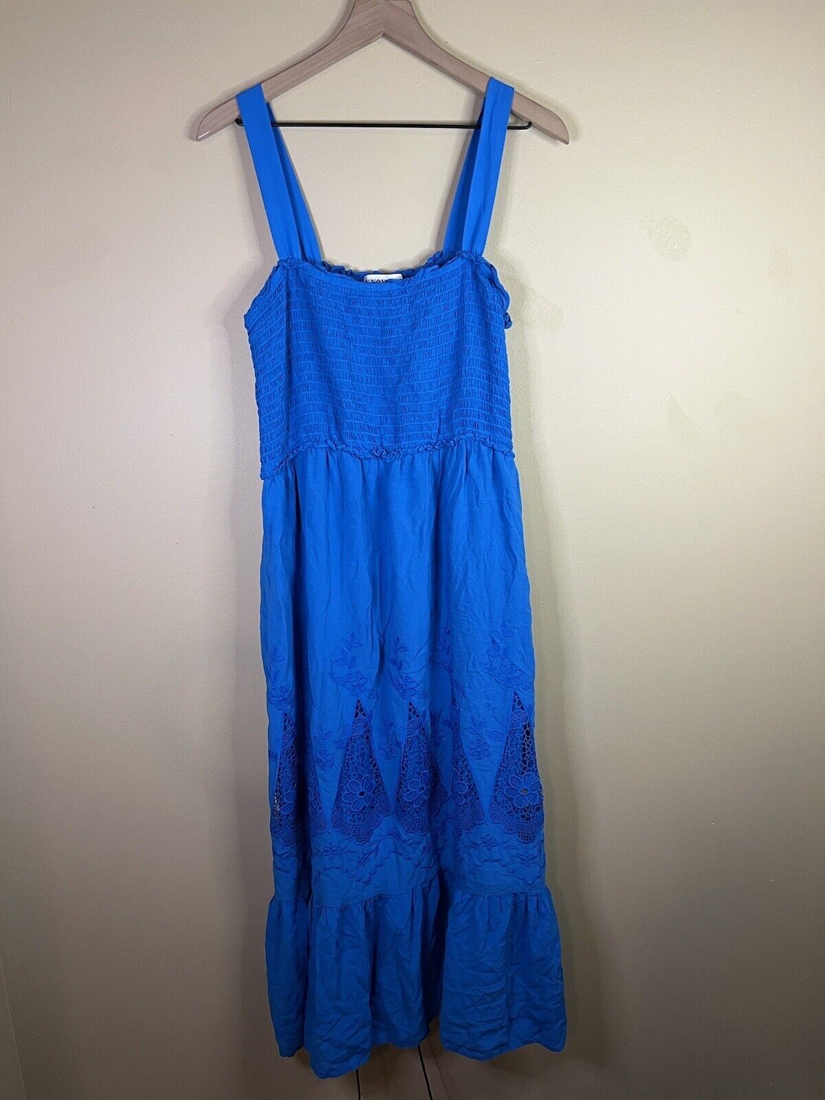 Knox Rose Maxi Dress Blue Size L Smocked Chest Cr… - image 1