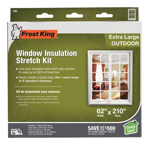 Frost King V95H V95 Window Insulation Kit, 62 in W, 210 in L, Plastic Clear - Picture 2 of 3
