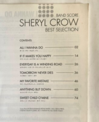 SHERYL CROW BEST SELECTION JAPAN BAND SCORE BOOK 2000 B01 | eBay