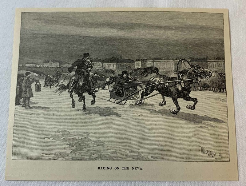 1889 magazine engraving ~  RACING ON THE NEVA in Russia
