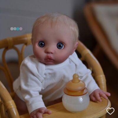 16in Artist Painted Reborn Baby Doll Hand-Rooted White Hair Toddler Girl Gift