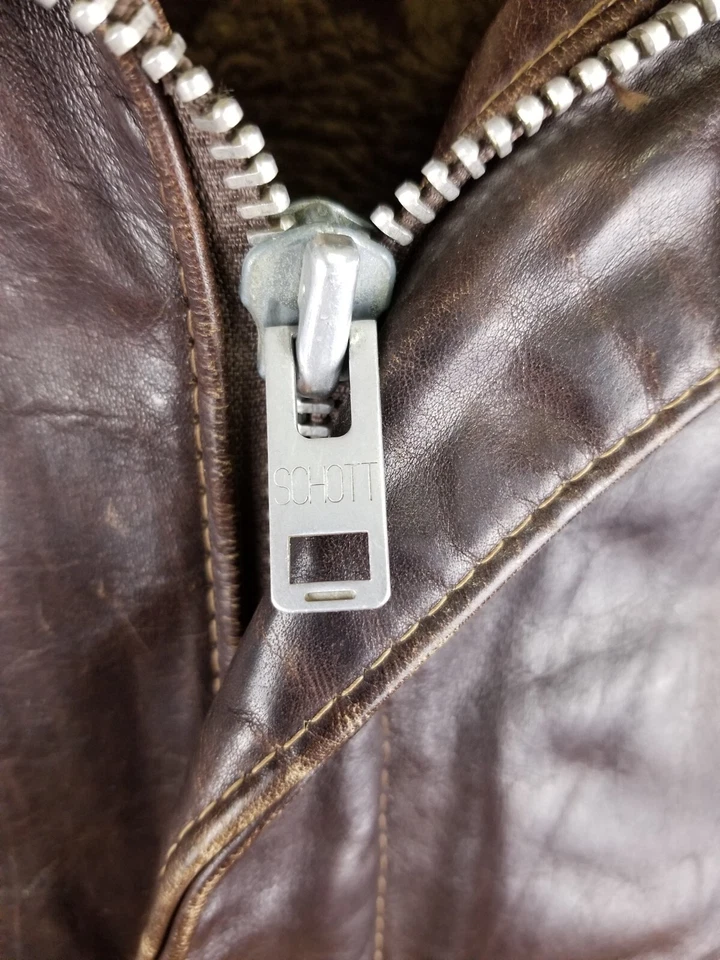 CHAQUETA DE CUERO DE VUELO ESTILO SCHOTT G-1 VINTAGE 70' TALLA 44 CON FORRO Foto 4 de 4