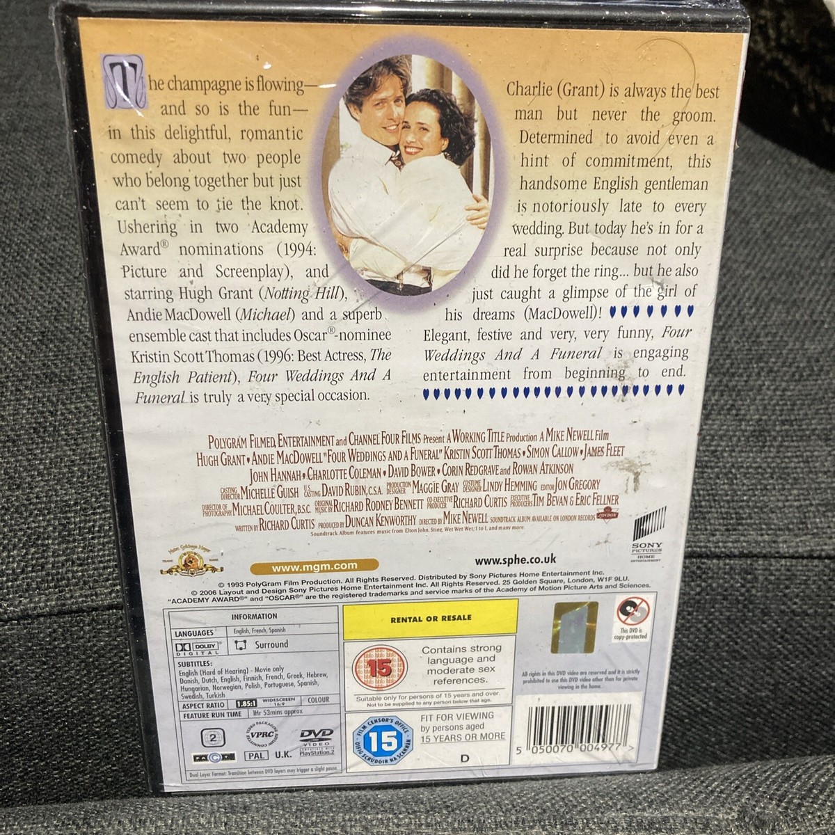 Four Weddings And A Funeral (DVD, SEALED) Hugh Grant, Andie