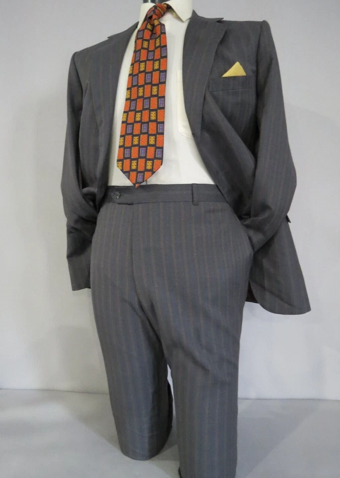 Traje Dormeuil Savile fila carbón doble raya lona completa a medida 42 R Foto 4 de 4