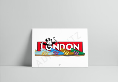 Adidas London x Size? Monopoly Pack Trainer Poster A1, A2, A3, A4 UK