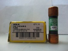New Lot Bussmann NON 8 Amp One-Time Fuses 250V NIB
