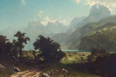 7973.Decoration Poster.Home room design art decor.Bierstadt Landscape painting