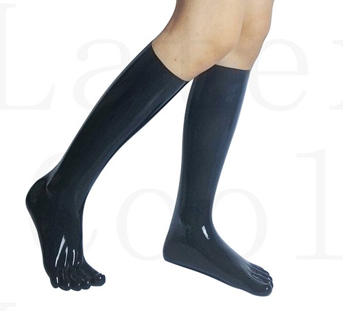 Calcetines negros 100 % látex goma pero hasta la rodilla pantorrilla 0,4 mm S-XL - Imagen 3 de 7
