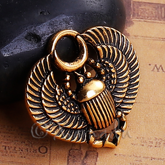 Egyptian Scarab Beetle Antiqued Gold Plated Charms C6601 5, 10 or 20PCs