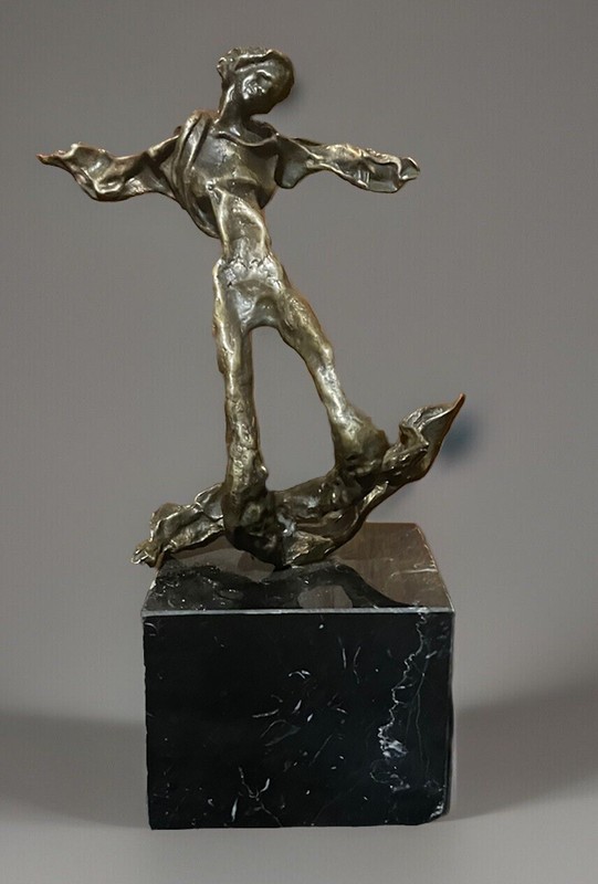 Attributed Salvador Dalí "Triton" Bronze Sculpture 220/350 Marble Base