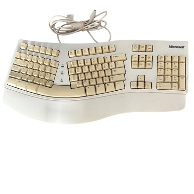 Microsoft Natural Ergonomic White PS2 Wired Keyboard 59758 *Untested*
