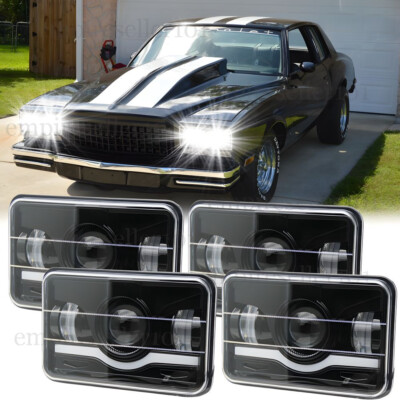 4PCS 4x6'' LED Headlights Hi/Lo DRL For Chevrolet Monte Carlo 1980-1988 El Camino