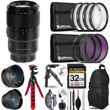 Sony FE 90mm f/2.8 Macro G OSS Lens - 3 Lens Kit Tripod Backpack - 32GB Kit