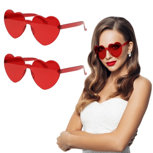 3pcs Heart Shaped Sunglasses Red Heart Glasses Party Favors Beach Camping