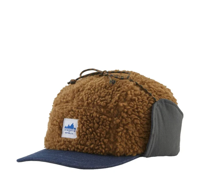 Patagonia Range Ear Flap Cap Brown Winter Trapper Hat, One Size, New