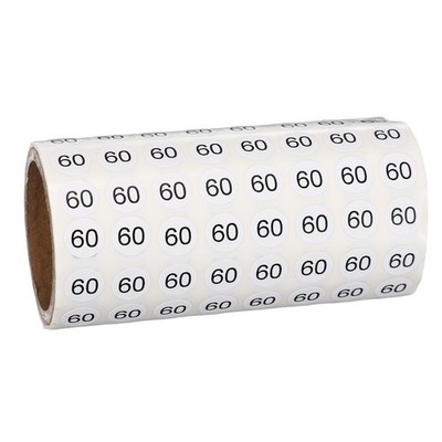 0.4'' Small Round Number Stickers Roll, 1000 Pcs Circle Labels, Black Number 60