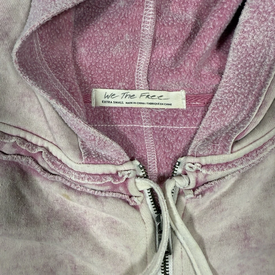Sudadera con capucha Free People rosa ácido Layla con cremallera para mujer XS de gran tamaño 0561 Foto 3 de 4