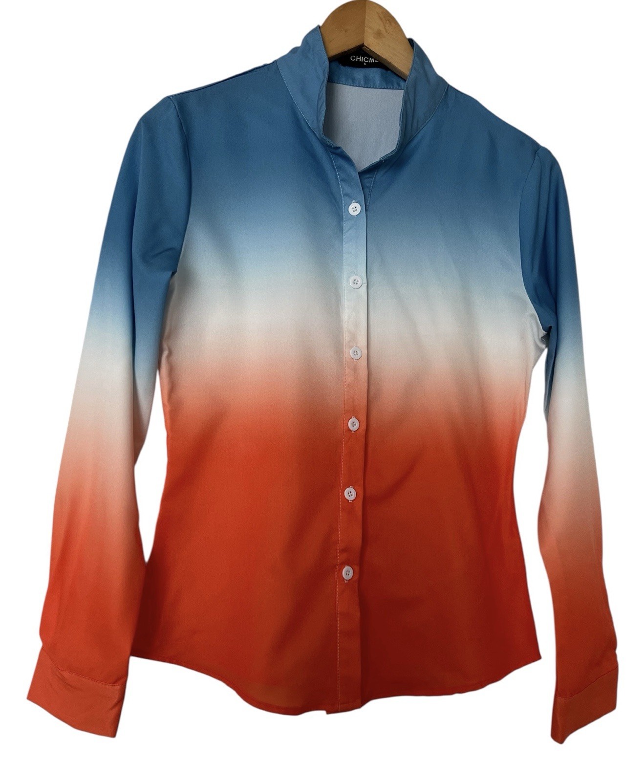 Chic Multicolor Long Sleeve Button Down Small - image 1