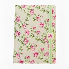 Blank Journal Diary Book Pink Roses Light Green Floral Initial "W" 60 sheets NIP