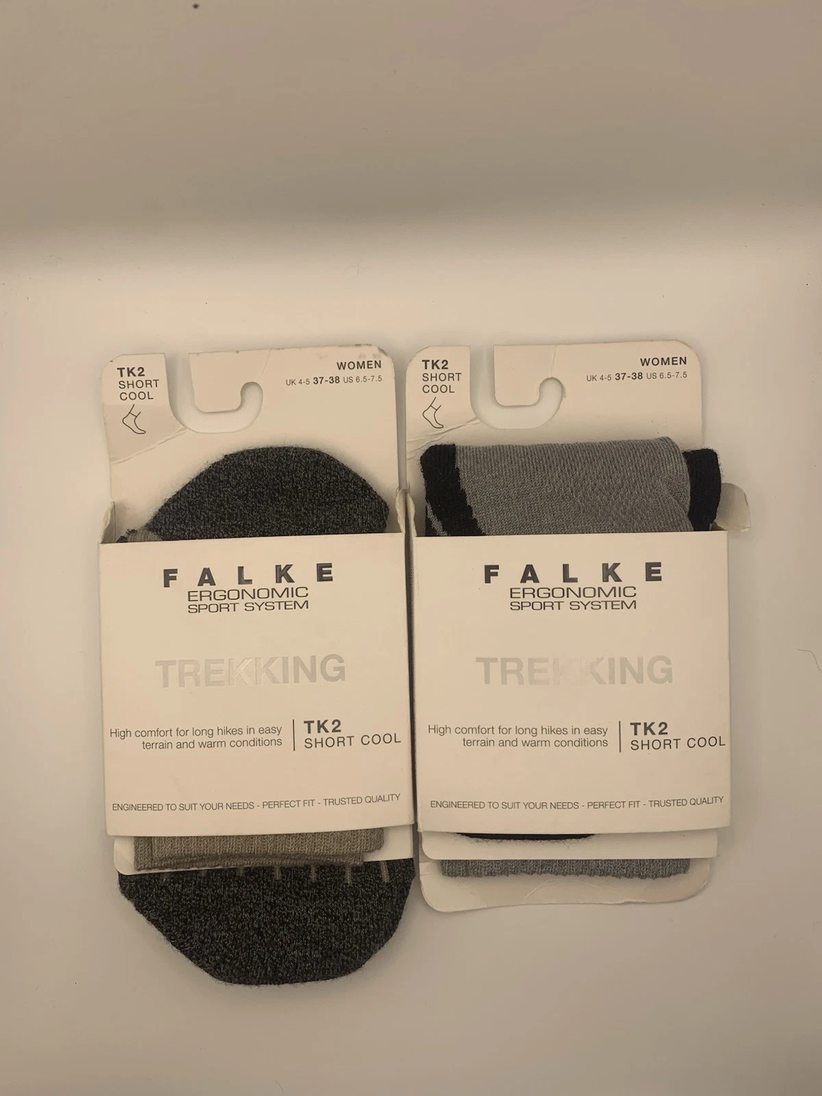Falke Bundle Tk2 Trekking Sock x2 Pair Short Cool 4-5 Nature Mel & Grey RRP 38