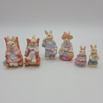 Unbranded 6 Lot Easter Rabbit Bunny Figurine Colorful 2.5 Inchs Rocking Chairs